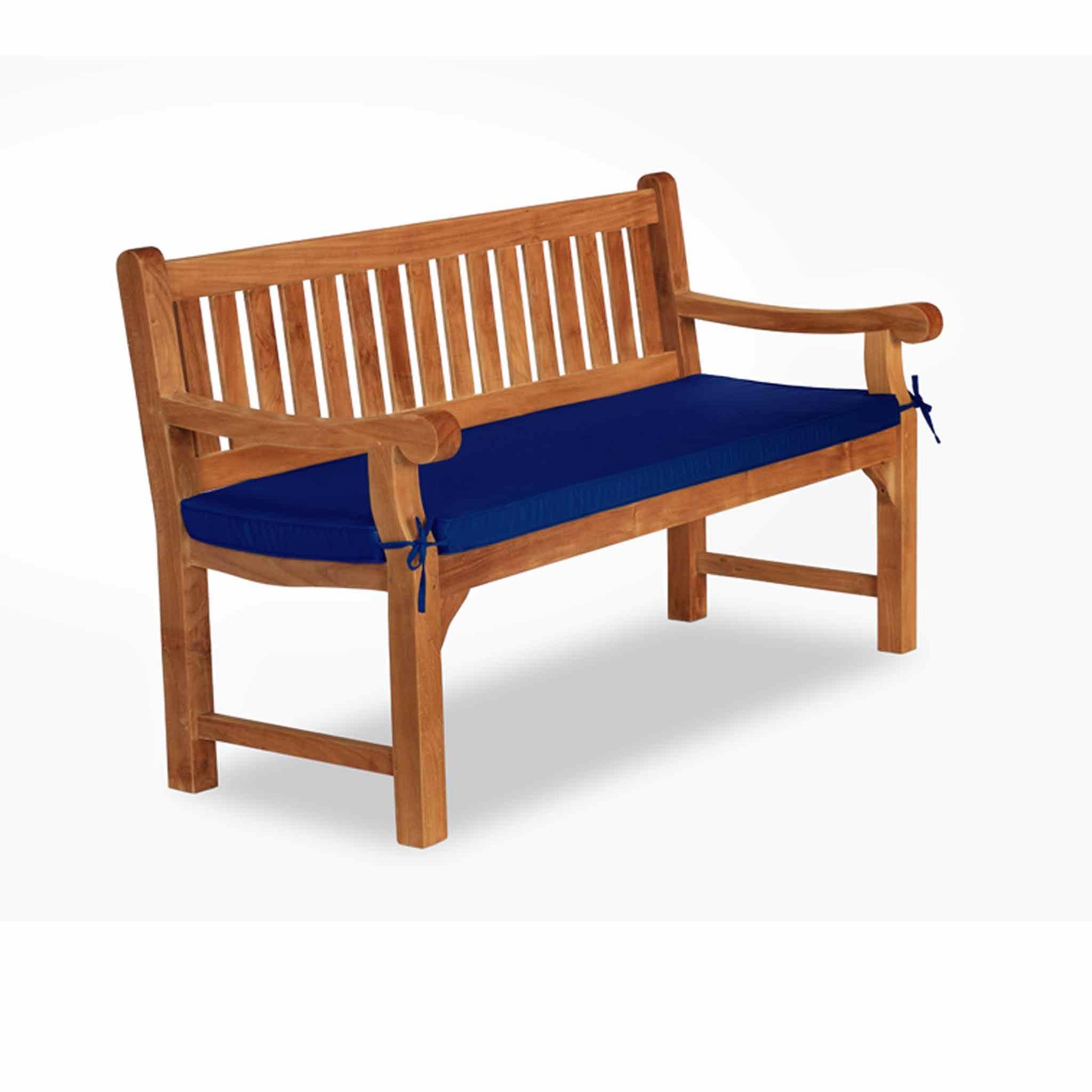 blue bench pads on an outdoors bench