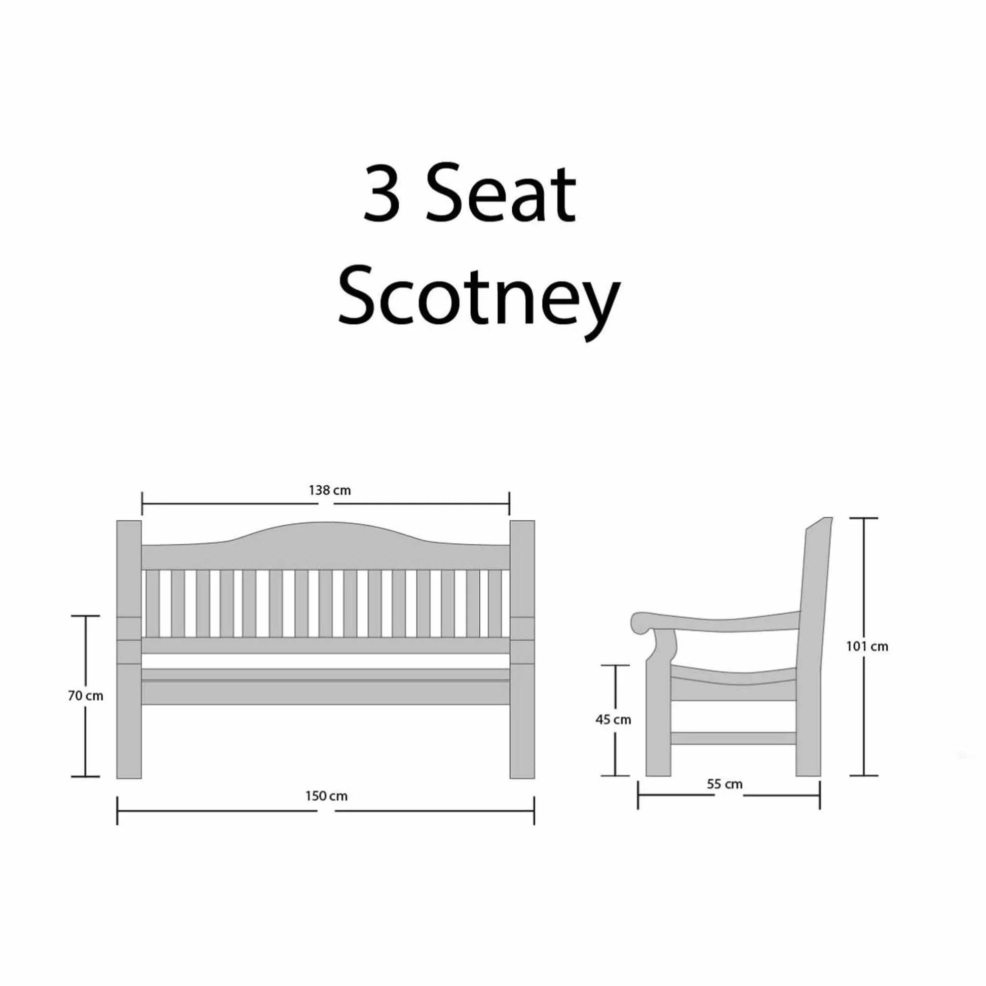 bereavement bench showing dimensions
