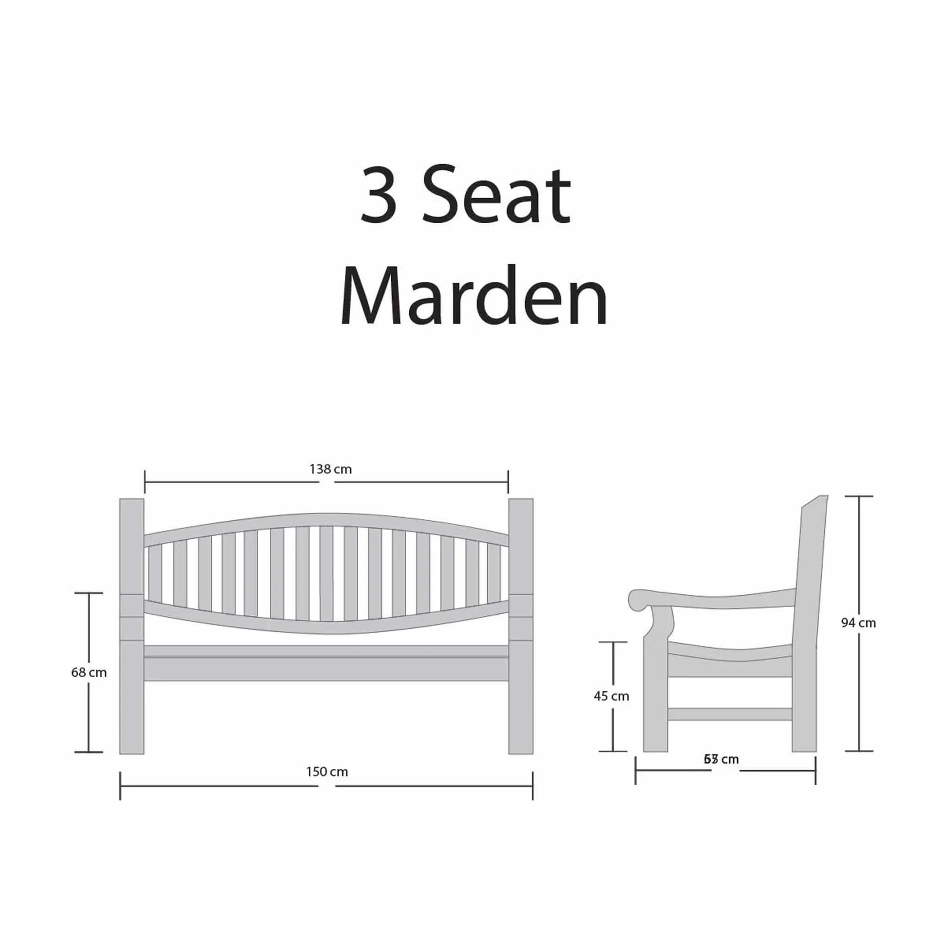 commemorative bench showing dimensions