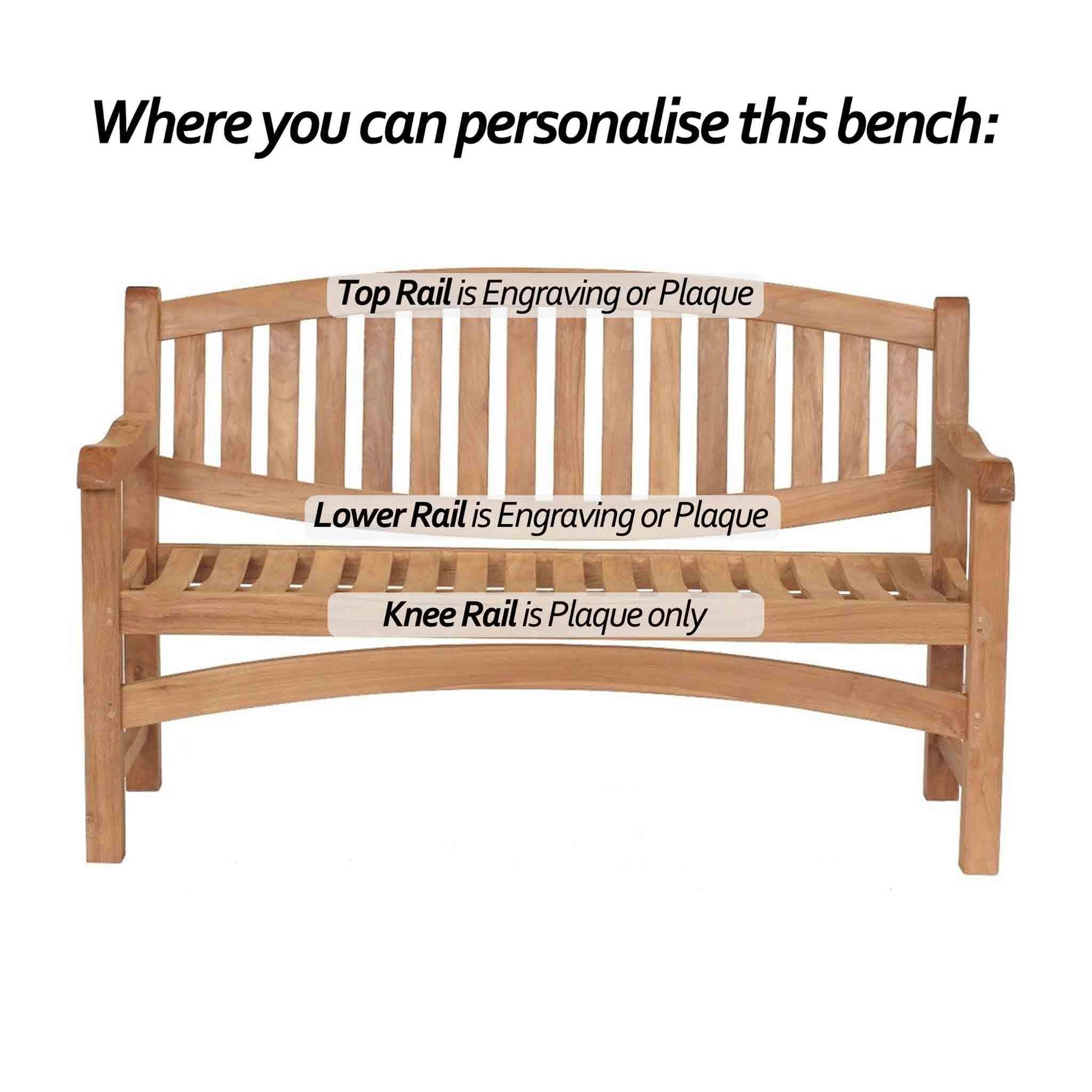 commemorative bench showing engraving options