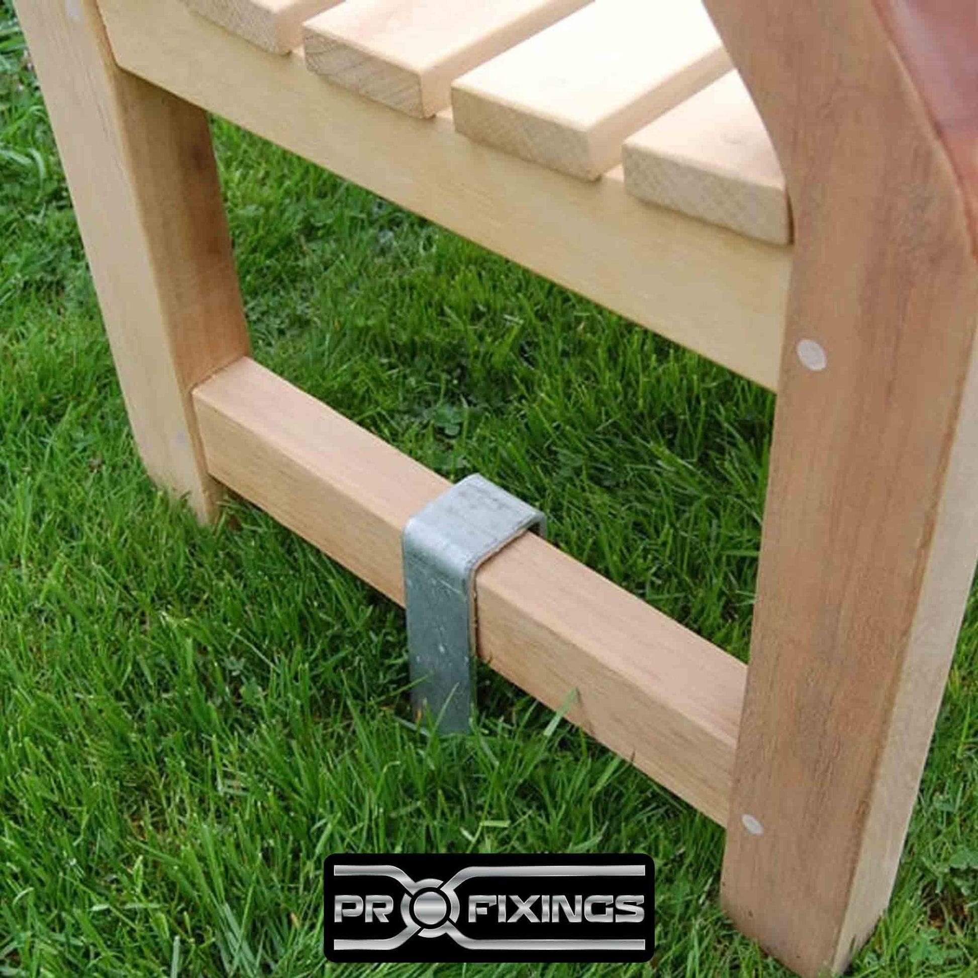 garden bench brace in the ground