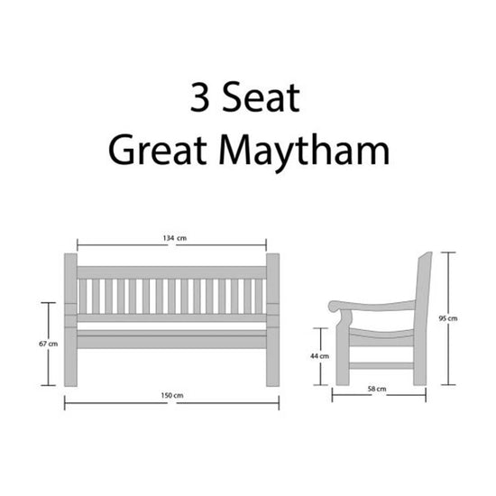 memorial bench showing dimensions