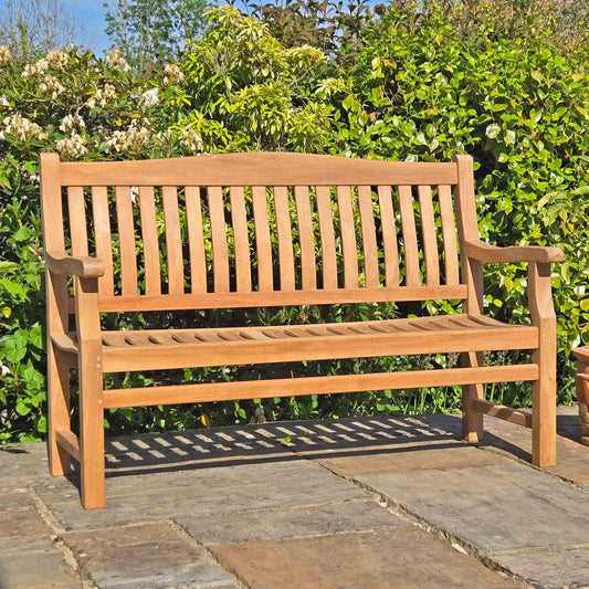 memorial bench for garden in a patio setting