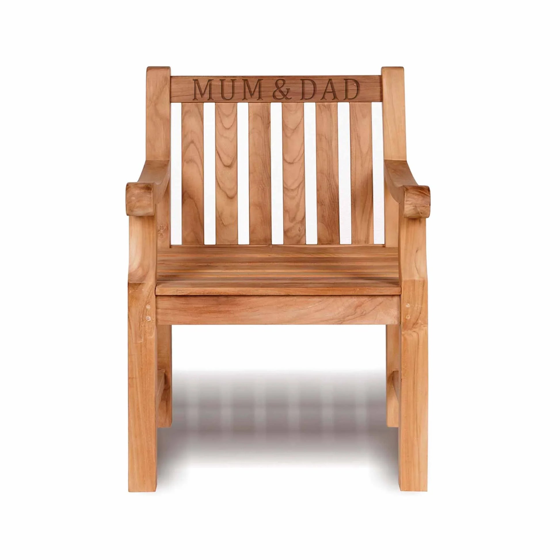 memorial chair with a wood engraving