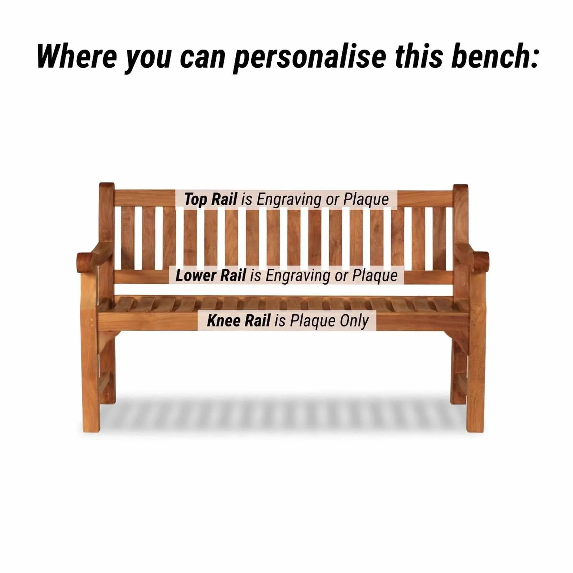 remembrance bench showing engraving options