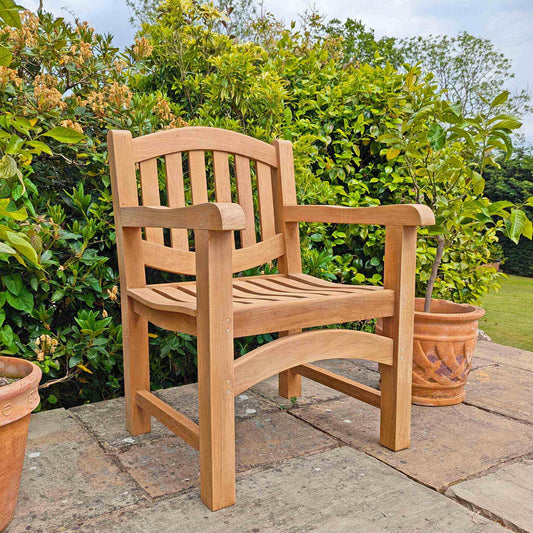 remembrance chair in a patio setting