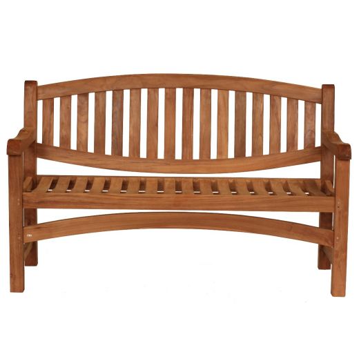 memorial bench 5ft pretty curve oval top wooden teak personalised
