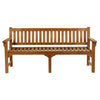 large wooden memorial bench with 2 rails of wood carving words on a white background