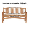 commemorative bench showing engraving options