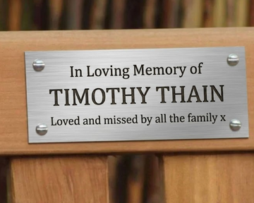 buy contemporary stainless steel engraved plaques for our range of UK memorial benches
