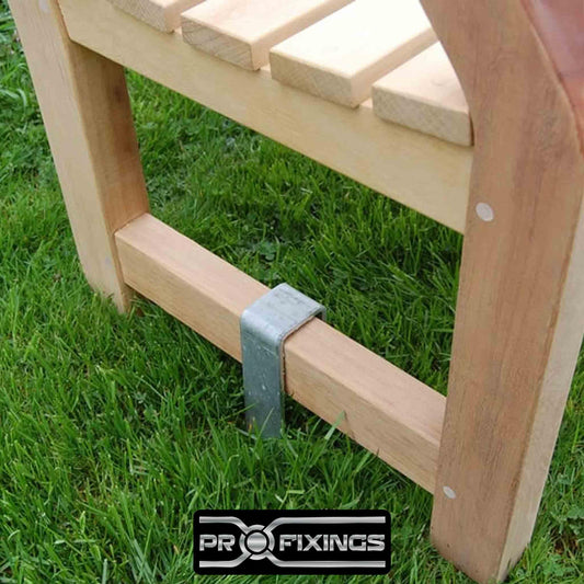 garden bench brace in the ground