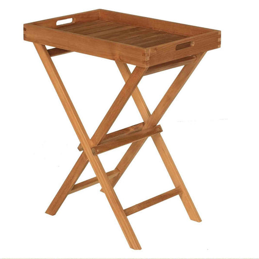 garden side table and tray in a studio setting