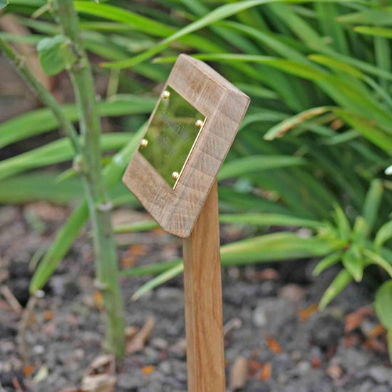 grave marker displayed in a garden
