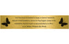 large brass plaque with butterfly illustrations and a quote from A. A. Milne's 'Winnie-the-Pooh' on a white background
