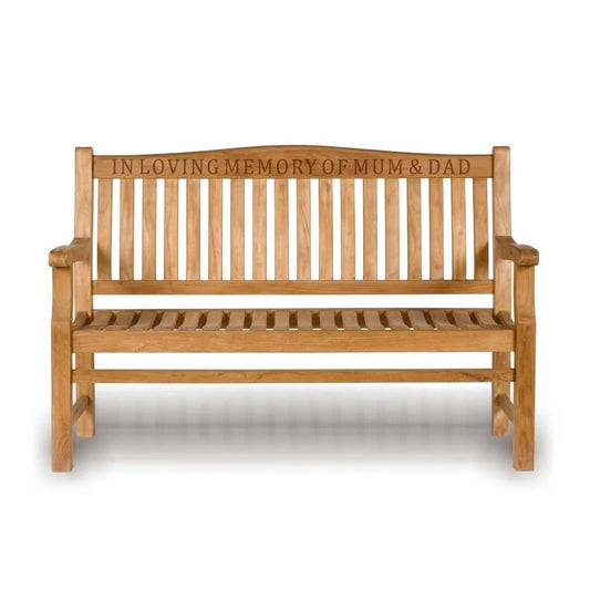 memorial bench for garden with a wood engraving