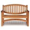 Wooden memorial bench with engraved text in loving memory of Mum & Dad on a white background