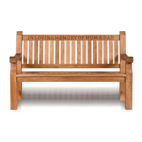 memorial bench showing a wood engraving