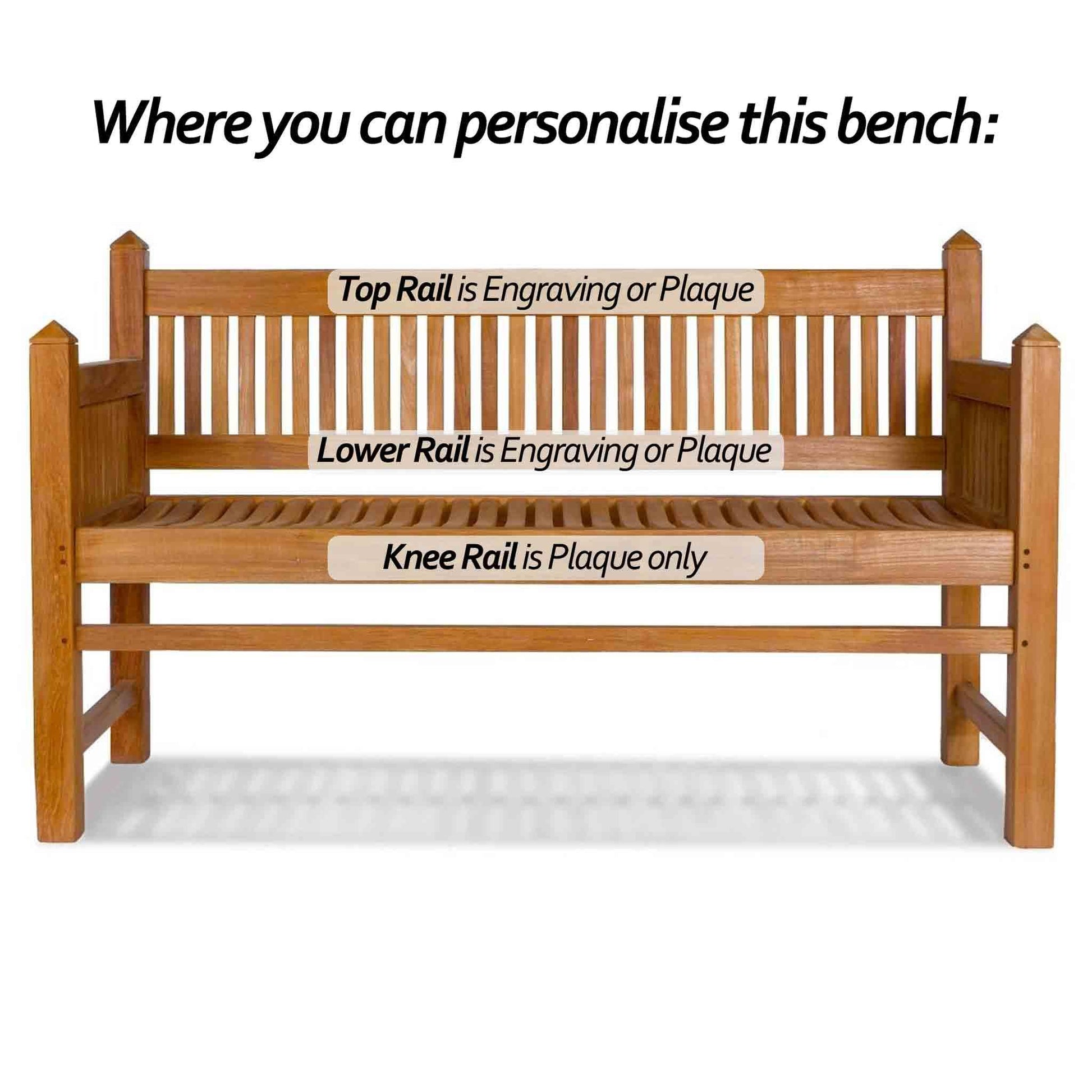 memory bench for garden showing engraving options