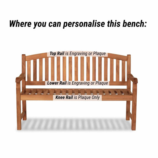 personalised memorial benches showing engraving options
