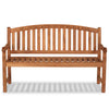 Wooden memorial bench with engraved text 'In Loving Memory of Mum & Dad' on a white background