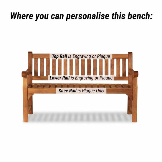 remembrance bench showing engraving options