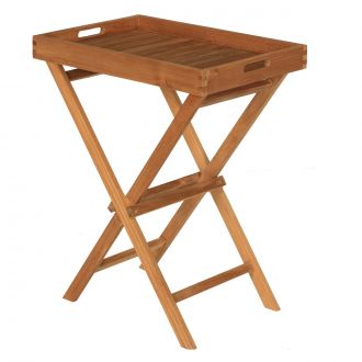 Teak Wooden Garden Drinks Tray Table and Stand