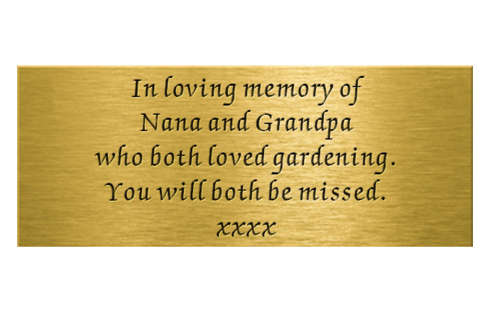 engraved brass plaque chancery script with words