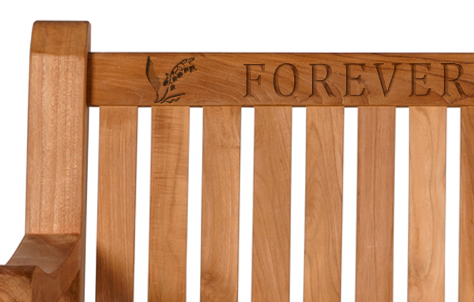 engraved memorial bench with images
